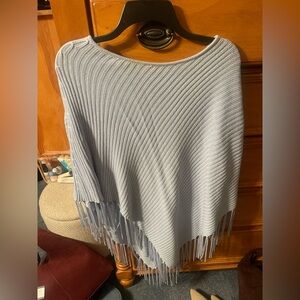 Chicos baby blue fringe poncho